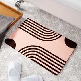 Abstract Lines Pink Stone Non Slip Bath Mat