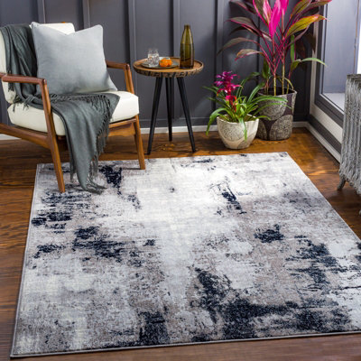 Abstract Modern Marble Grey Giulia Area Rug 140 x 200 cm - Easy Care ...