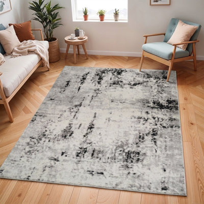 Abstract Modern Marble Light Grey Natalia Area Rug 150 x 213 cm - Easy ...