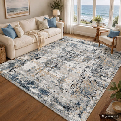 Abstract Modern Marble Medium Grey Lena Area Rug 120 x 170 cm - Easy ...