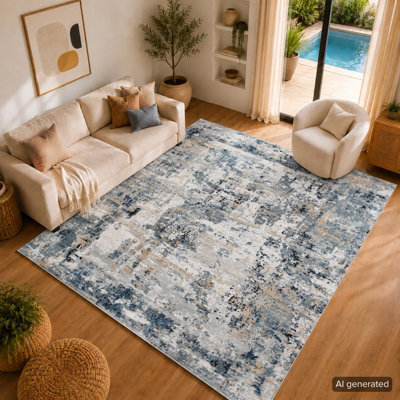 Abstract Modern Marble Medium Grey Lena Area Rug 120 x 170 cm - Easy ...