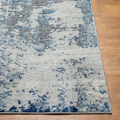 Abstract Modern Marble Navy/Aqua Sarah Area Rug 160 x 220 cm - Easy ...