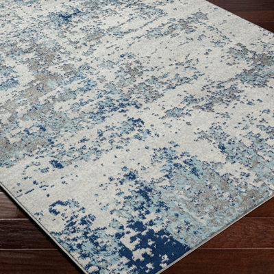 Abstract Modern Marble Navy/Aqua Sarah Area Rug 160 x 220 cm - Easy ...