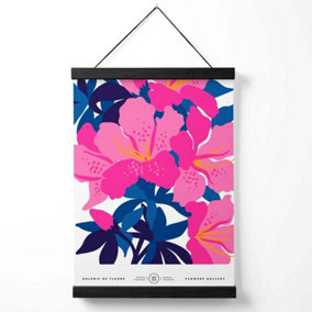 Abstract Pink and Blue Orchid Flower Market Gallery Medium Poster with Black Hanger