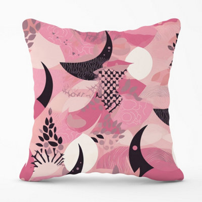Abstract Pink Moon Pattern Cushions 60cm x 60cm