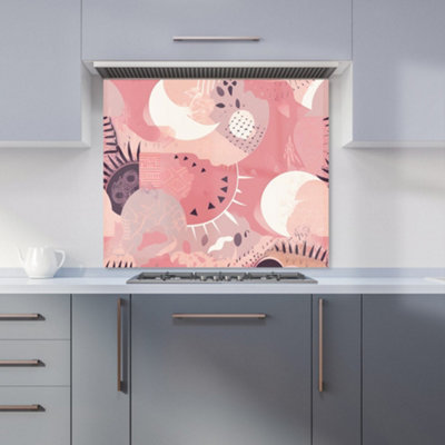 Buy Abstract Pink White Premium Kitchen Splashback W900mm x H650mm ...