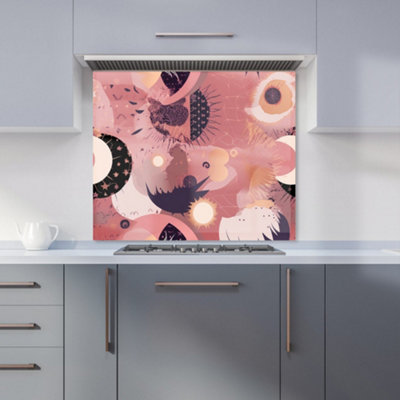 Abstract Red Pink Pattern Premium Glass Kitchen Splashback W900mm x H650mm