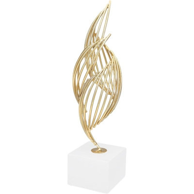 Abstract Sculpture, Modern Abstract Gold Metal Sculpture, Elegant Art ...