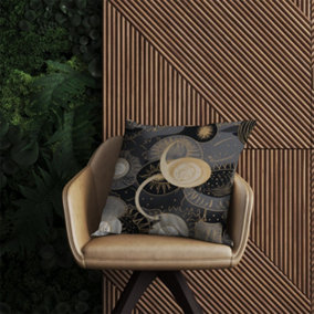 Abstract Silver Gold Sun and Moon Outdoor Cushion 60cm x 60cm