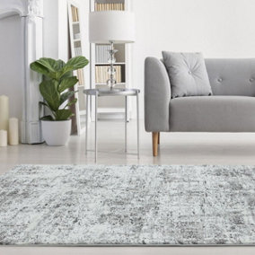 Abstract Silver Modern Easy to Clean Abstract Rug For Dining Room Bedroom And Living Room-80cm X 150cm