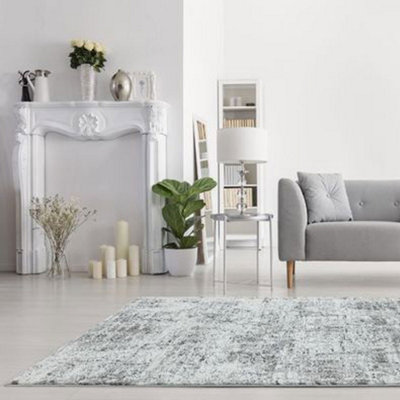 Abstract Silver Modern Easy to Clean Abstract Rug For Dining Room Bedroom And Living Room-80cm X 150cm