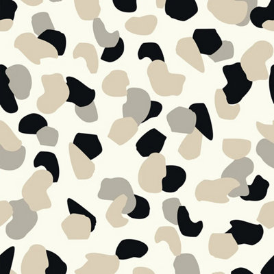 Abstract Spot Wallpaper in Neutrals and Black