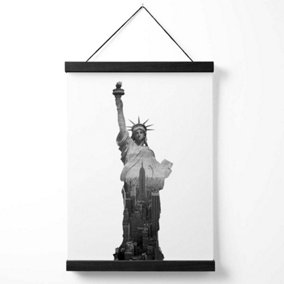 Abstract Statue of Liberty New York Black and White Photo Medium Poster with Black Hanger