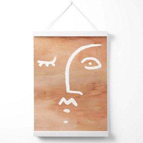 Abstract Terracotta Face Poster with Hanger / 33cm / White