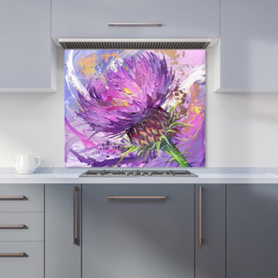 Abstract Thistle Premium Glass Kitchen Splashback W900mm x H750mm