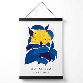 Abstract Yellow and Blue Hydrangea Flower Market Gallery Medium Poster with Black Hanger