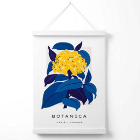 Abstract Yellow and Blue Hydrangea Flower Market Gallery Poster with Hanger / 33cm / White