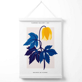 Abstract Yellow and Blue Tulip Flower Market Gallery Poster with Hanger / 33cm / White