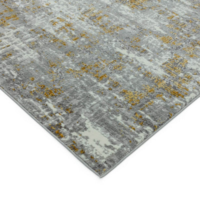 Abstract Yellow Easy to Clean Modern Jute Backing Rug for Living Room Bedroom and Dining Room-200cm X 290cm