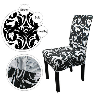 Abstract Zebra Design Universal Dining Chair Cover, Black - Pack of 1