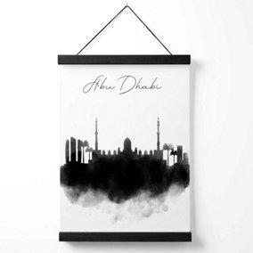 Abu Dhabi Watercolour Skyline City Medium Poster with Black Hanger