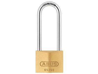 ABUS 09858 65/50mm Brass Padlock 80mm Long Shackle Carded ABU6550LSC