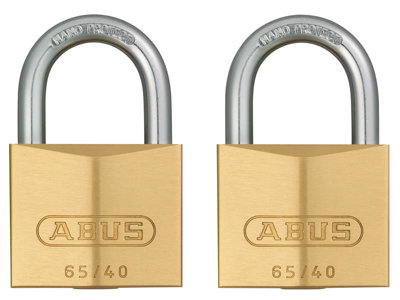 ABUS 09859 65/40mm Brass Padlock Twin Carded ABU6540TC
