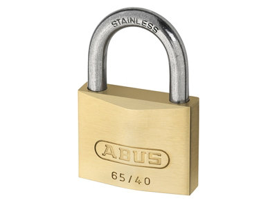 ABUS 11855 65IB/40mm Brass Padlock Stainless Steel Shackle Twin Pack ABU65IB40T