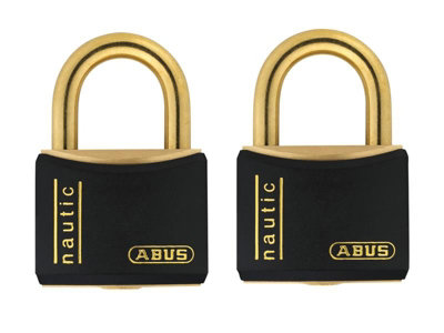 ABUS 35278 T84MB/40mm Black Rustproof Padlock Twin Pack Carded ABUT84MB40TC