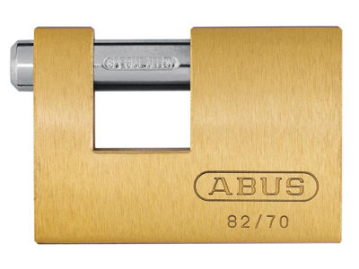 ABUS 35327 82/70mm Monoblock Brass Shutter Padlock Carded ABU8270C