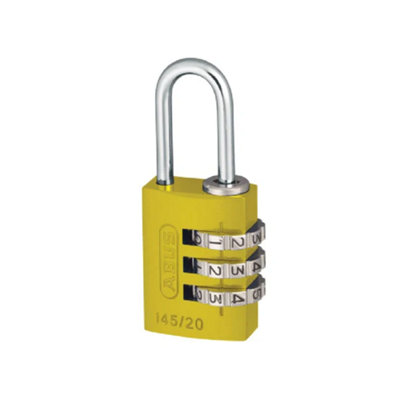 ABUS 46572 145/20 20mm Aluminium Combination Padlock Yellow 46572 ABU14520YEL
