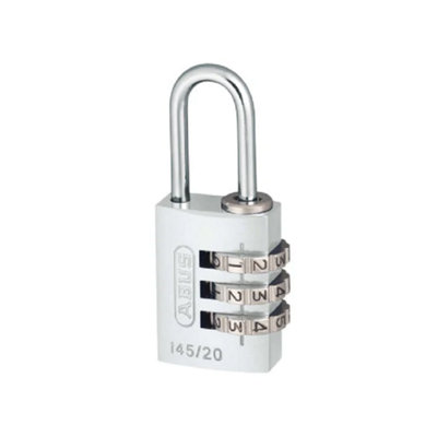 ABUS 46574 145/20 20mm Aluminium Combination Padlock Silver 46574 ABU14520SIL