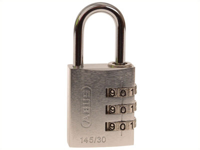 ABUS 46583 145/30 30mm Aluminium Combination Padlock Silver 46583 ABU14530SIL