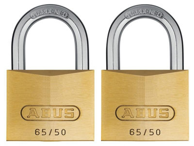 ABUS 54258 65/50mm Brass Padlock Twin Pack Carded ABU6550TC
