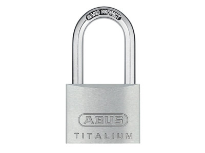 ABUS 54579 64TI/40mm TITALIUM Padlock 40mm Long Shackle Keyed Alike KA6411