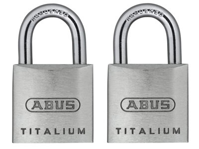 ABUS 56373 64TI/20mm TITALIUM Padlock Carded Twin Pack ABU64TI20TC