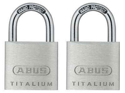 ABUS 56375 64TI/30mm TITALIUM Padlock Carded Twin Pack ABU64TI30TC