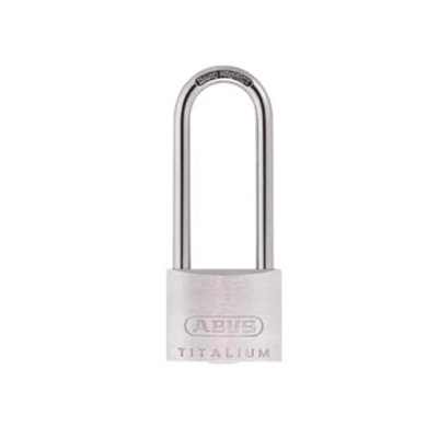 ABUS 56382 64TI/50mm TITALIUM Padlock 80mm Long Shackle Carded ABU64TI5080C