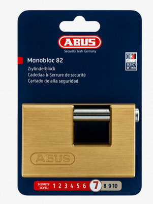 ABUS Brass Padlock 82 90 Monoblock Padlock Hardened Steel Locking Bolt ...