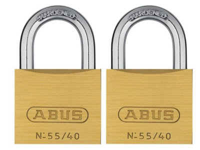 ABUS Mechanical - 55/40mm Brass Padlocks Twin Pack