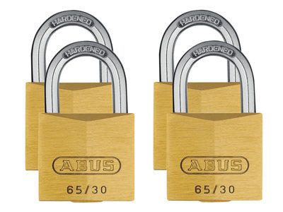 ABUS Mechanical 65/30Mm Brass Padlock Quad Pack