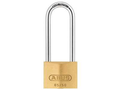 ABUS Mechanical - 65/50mm Brass Padlock 80mm Long Shackle Carded