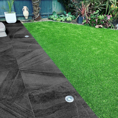 Abyss Matt Black Stone Effect Porcelain Outdoor Tile Pack of 30 Tiles ...