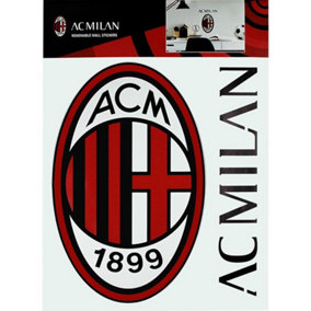AC Milan A4 Wall Stickers (Set of 2) Red/Black (One Size)