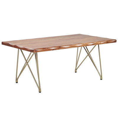 Acacia Coffee Table Light Wood and Gold RALEY