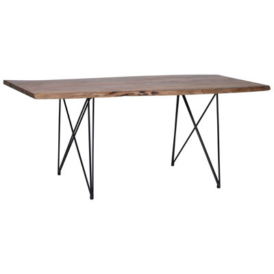 Acacia Dining Table 180 x 90 cm Dark Wood with Black MUMBAI