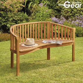 Acacia Hardwood Banana Bench, Wooden, Water Resistant, Outdoor Furniture for Garden Patio & Decking