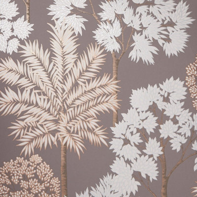 Acacia Tree Wallpaper In Charcoal And Copper