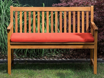 Acacia Wood Garden Bench 120 cm with Red Cushion VIVARA
