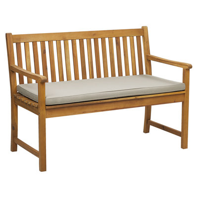 Acacia Wood Garden Bench 120 cm with Taupe Cushion VIVARA - 4